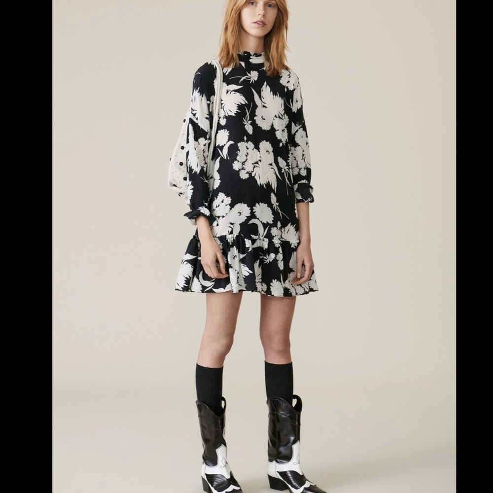 Ganni Kochhar Floral Print Silk Dress